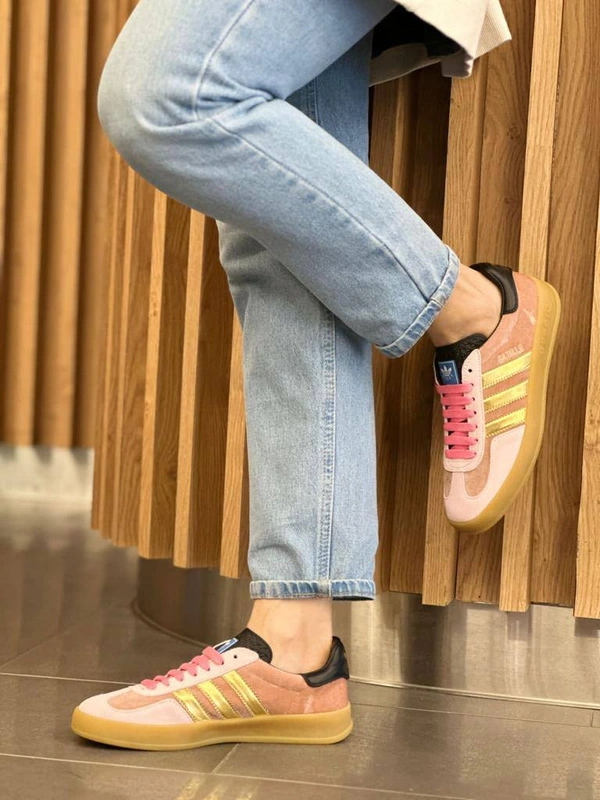 Кеды Adidas Gazelle x Gucci A105046 Beige фото-3