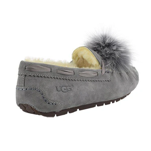 Угги женские мокасины UGG Pom Pom Dakota Grey фото-3