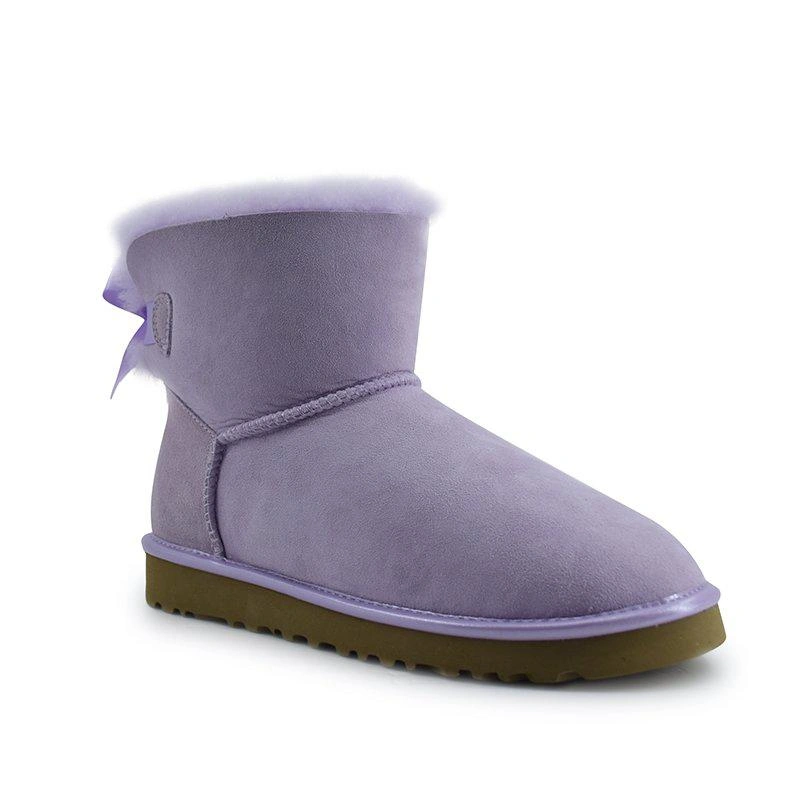 Угги женские мини UGG Mini Bailey Bow II Metallic Lavender фото-2