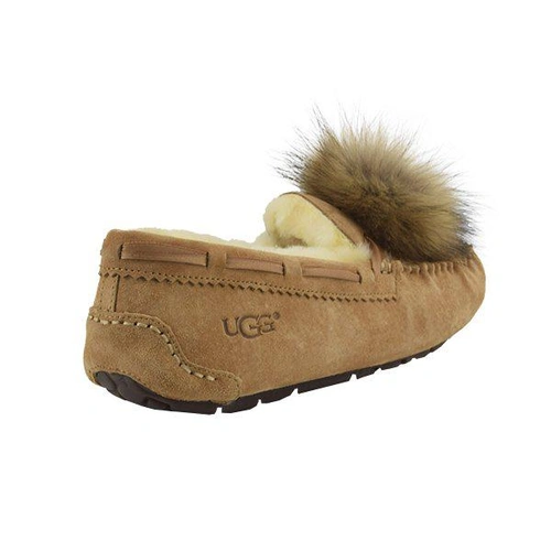 Угги женские мокасины UGG Pom Pom Dakota Chestnut фото-4