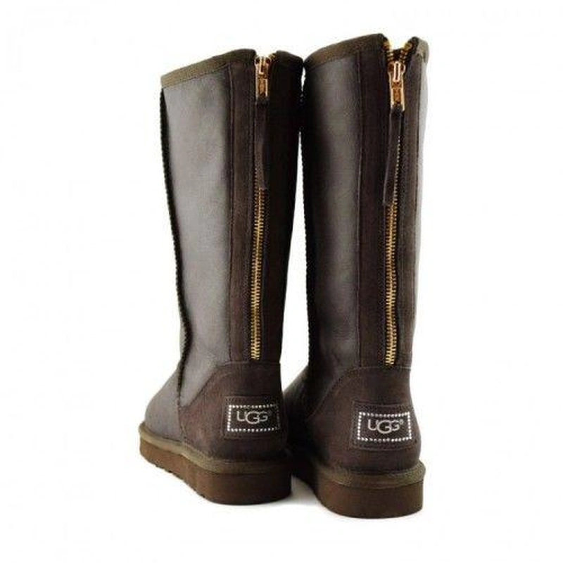 Угги женские UGG Tall Zip Metallic Chocolate фото-4