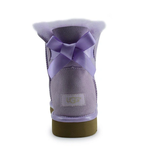 Угги женские мини UGG Mini Bailey Bow II Metallic Lavender фото-4