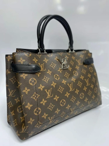 Женская сумка из канвы Louis Vuitton коричневая с рисунком 34/24/13 см фото-4