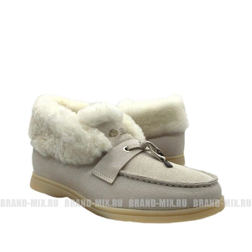 Зимние ботинки женские Loro Piana (Лоро Пиано) Suede Boots and Fur Bone