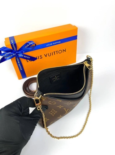 Женский клатч Louis Vuitton Pallas MNG Noir из канвы коричневый 22/13/5 см A85669 фото-4