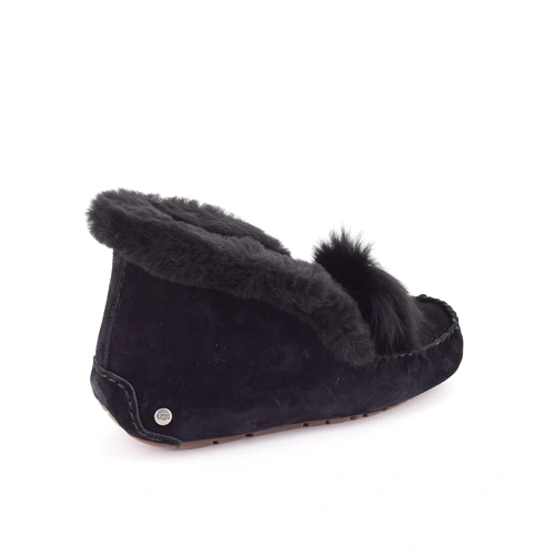 Угги женские мокасины UGG Alena Pom Pom Black фото-3