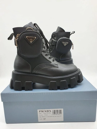 Зимние ботинки женские Prada черные A55635 фото-4
