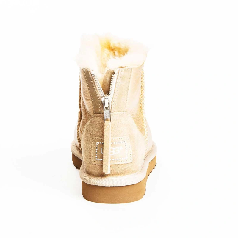 Угги женские ботинки UGG Mini Zip Metallic Soft Gold фото-3