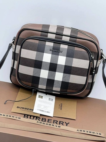 Мужская сумка Burberry A103950 через плечо из канвы премиум 27/26 см серая