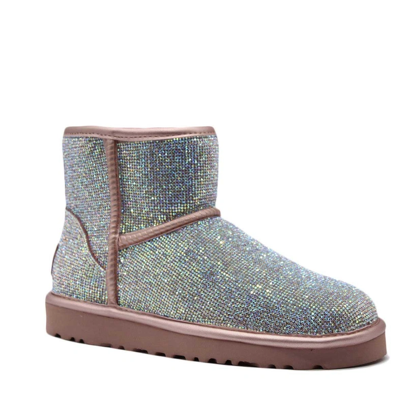 Угги женские ботинки UGG Mini Jimmy Choo Swarovski Pink Drill фото-2