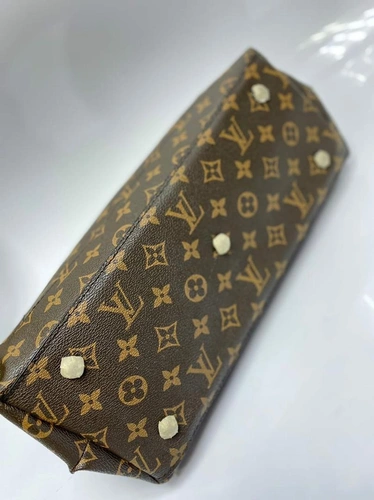 Женская сумка из канвы Louis Vuitton коричневая с рисунком 34/24/13 см фото-3