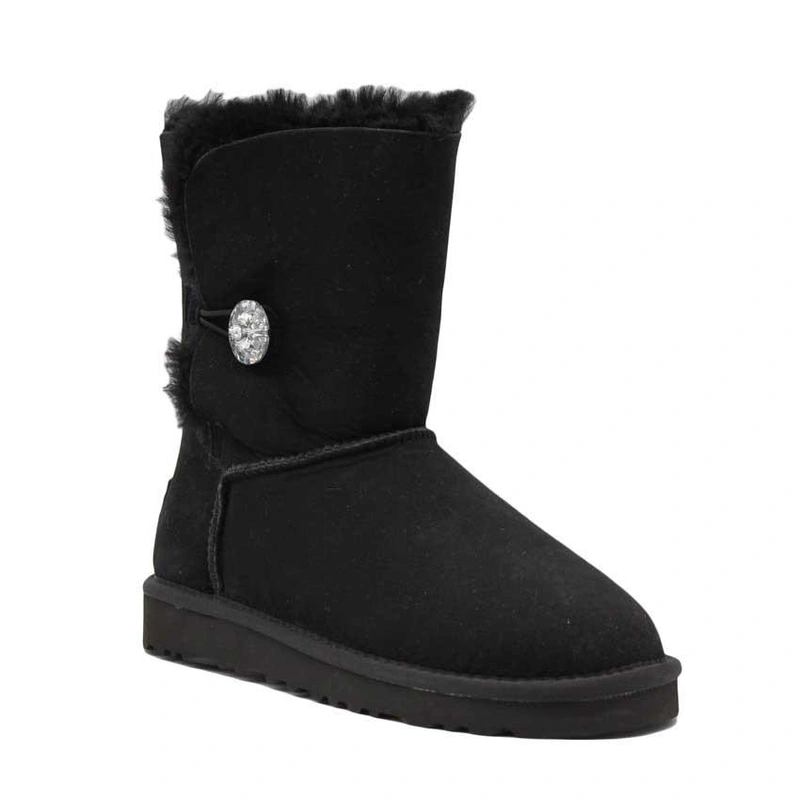 Угги женские ботинки UGG Bailey Button Bling Black фото-2