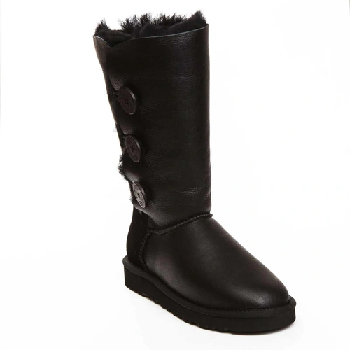 Угги женские сапоги UGG Triplet Bailey Button Metallic Black фото-2