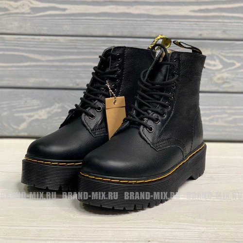 Зимние Мартинсы ботинки Dr Martens 1460 Jadon на платформе чёрные с мехом