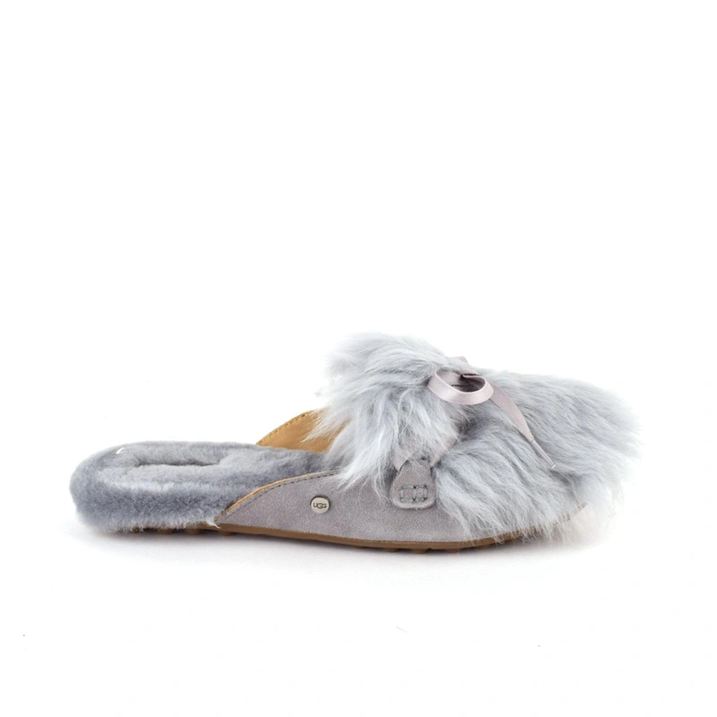 Угги тапочки женские UGG Slippers Fluff Shaine Grey фото-6