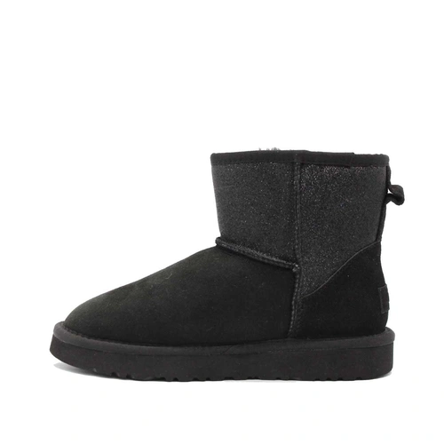 Угги женские ботинки UGG Mini Classic Sparkle Boot Black фото-3