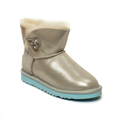 Угги женские ботинки UGG Mini Bailey Button I Do Metallic White фото-2