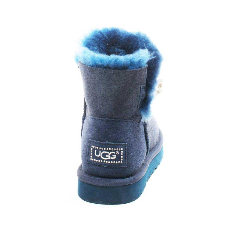 Угги женские ботинки UGG Mini Bailey Button Bling Navy фото-3