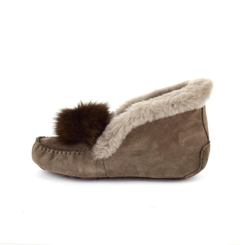 Угги женские мокасины UGG Alena Pom Pom Chocolate фото-6