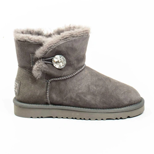 Угги женские ботинки UGG Mini Bailey Button Bling Grey