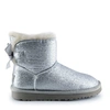 Угги женские с пайетками UGG Mini Bailey Bow Sparkle Fashion Silver фото-1