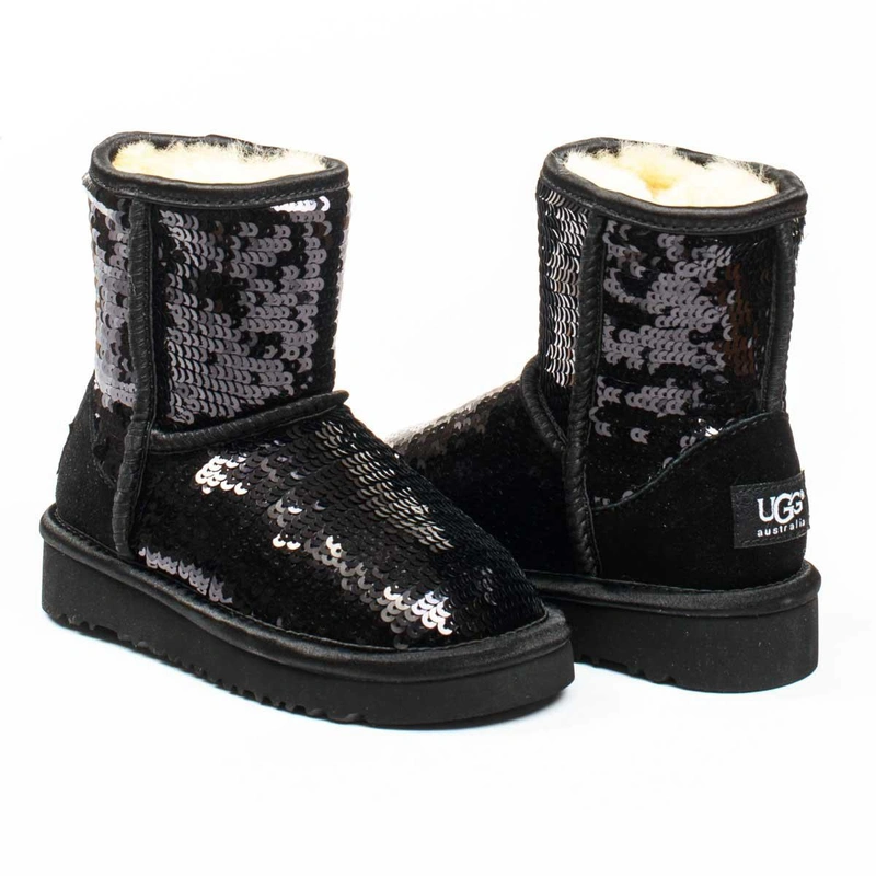 Угги детские ботинки UGG Kids Sparkles Black фото-2