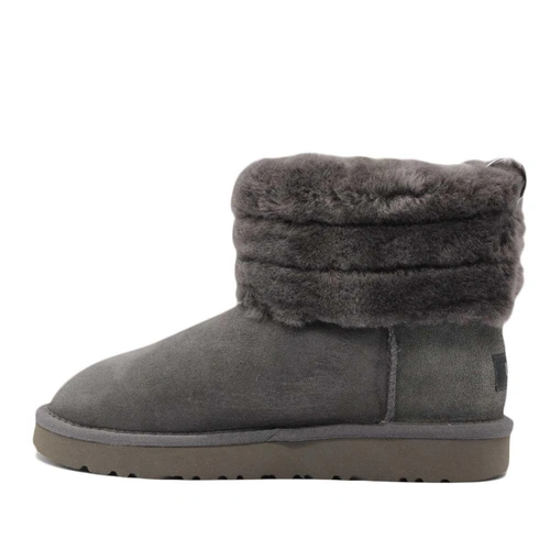 Угги женские ботинки UGG Mini Fluff Quilted Boot Grey фото-3