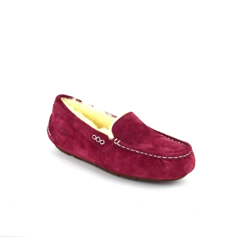 Угги женские мокасины UGG Ansley Wine Red фото-3