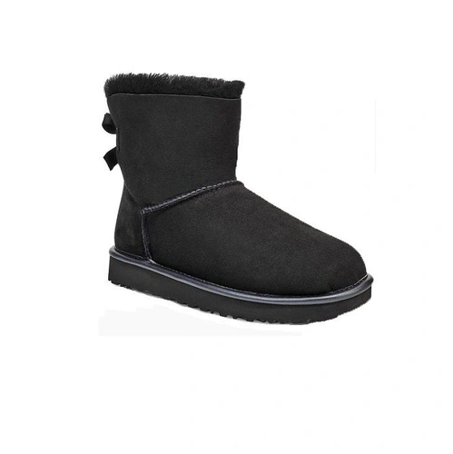 Угги женские мини UGG Mini Bailey Bow II Metallic Black фото-4