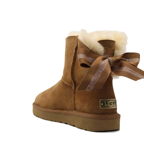 Угги женские ботинки UGG II Mini Bailey Bow Customizable Chestnut фото-3