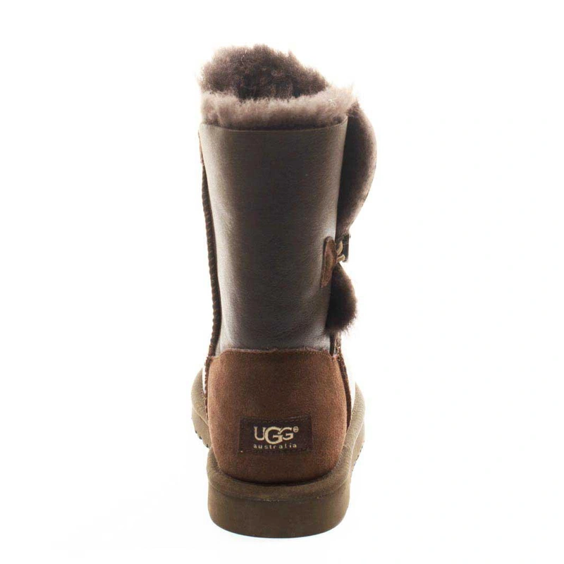 Угги женские ботинки UGG Bailey Button Metallic Cocolate фото-4