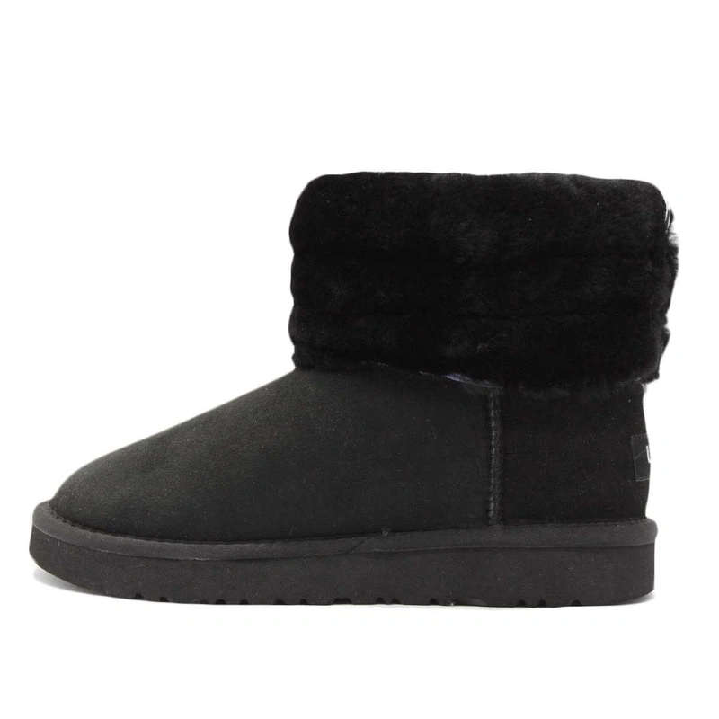 Угги женские ботинки UGG Mini Fluff Quilted Boot Black фото-3