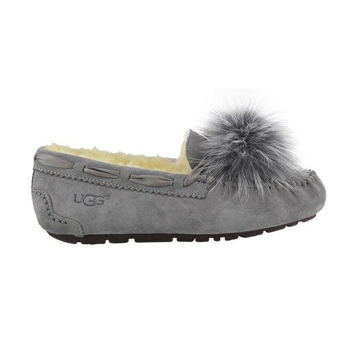 Угги женские мокасины UGG Pom Pom Dakota Grey