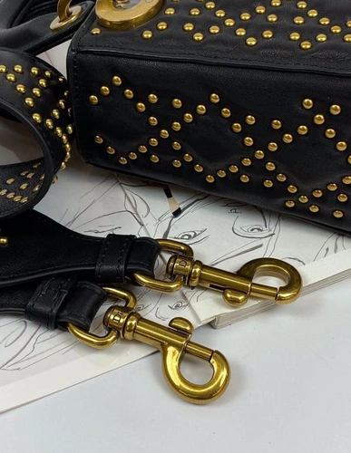 Женская кожаная сумка Dior черная премиум-люкс  16/20/6 фото-5