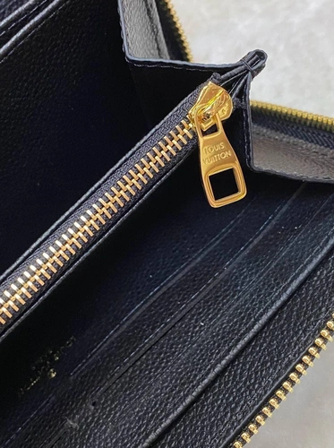 Кошелёк Louis Vuitton Zippy черный с белым рисунком премиум-люкс 19/10 см. фото-4