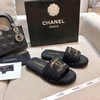 Шлепанцы женские Chanel черные премиум-люкс коллекция 2021-2022 фото-1