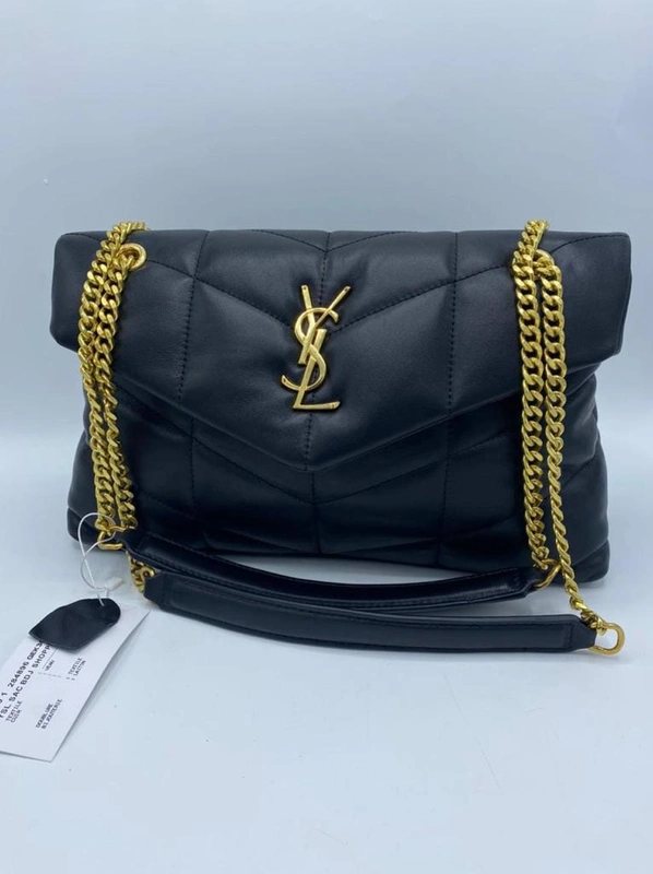 Сумка женская кожаная Yves Saint Laurent (YSL) черная с золотистой фурнитурой 33/19/12 см