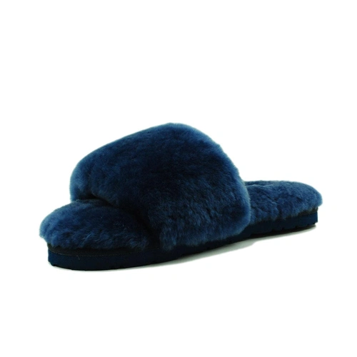 Угги тапочки женские UGG Fluff Slide Slippers Navy Blue фото-3