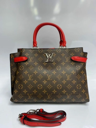 Женская сумка из канвы Louis Vuitton коричневая с рисунком 34/24/13 см