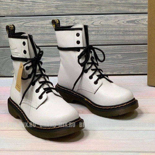 Мартинсы ботинки Dr Martens 1460 Glany белые фото-2