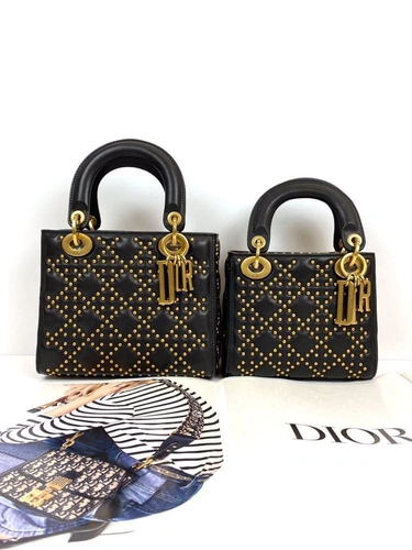 Женская кожаная сумка Dior черная премиум-люкс  16/20/6 фото-7
