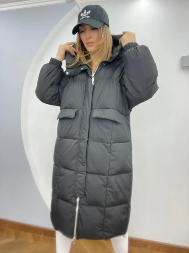 Женское премиум-люкс пальто billissimo piumino чёрное A6013 фото-2