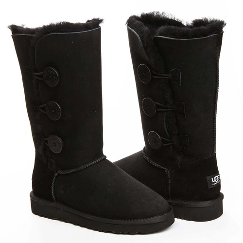 Угги женские сапоги UGG Triplet Bailey Button Black фото-4