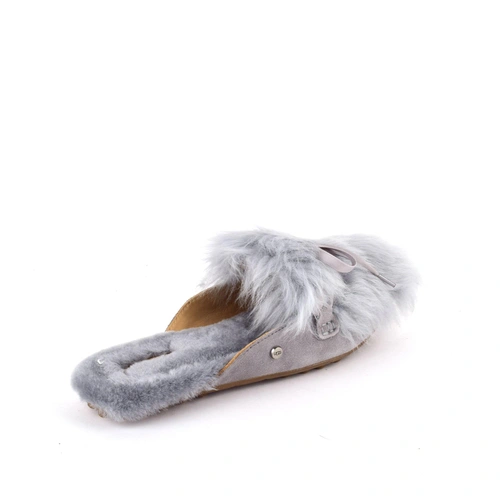 Угги тапочки женские UGG Slippers Fluff Shaine Grey фото-5