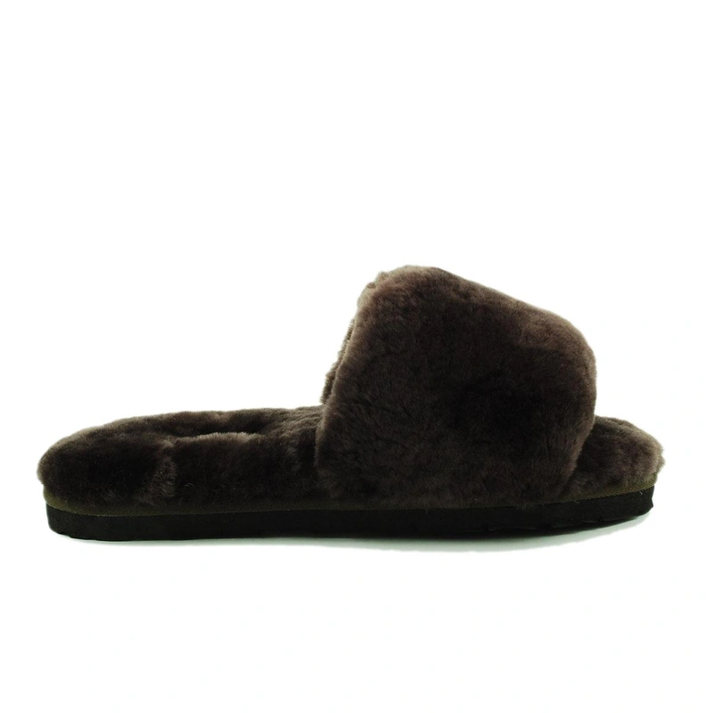 Угги тапочки женские UGG Fluff Slide Slippers Chocolate фото-2