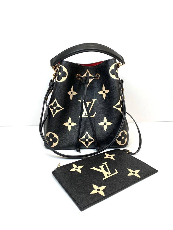 Сумка женская кожаная Louis Vuitton Neonoe MM чёрная с кошельком 26/26/17,5 см фото-4