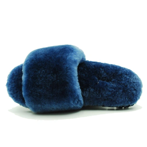 Угги тапочки женские UGG Fluff Slide Slippers Navy Blue фото-4