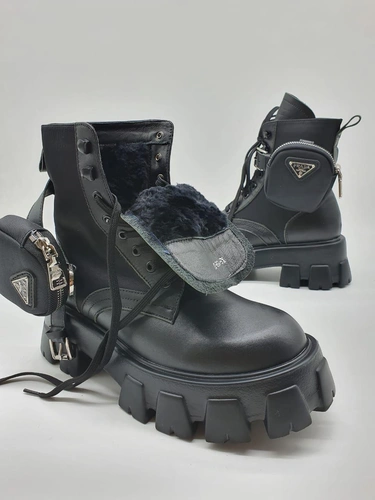Зимние ботинки женские Prada черные A55635 фото-3