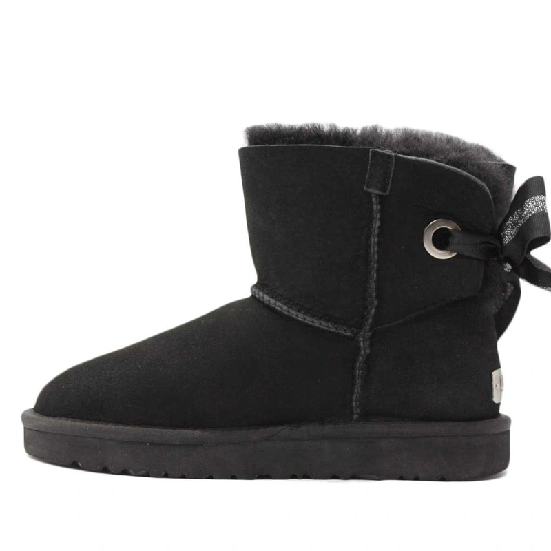 Угги женские ботинки UGG II Mini Bailey Bow Customizable Black фото-2