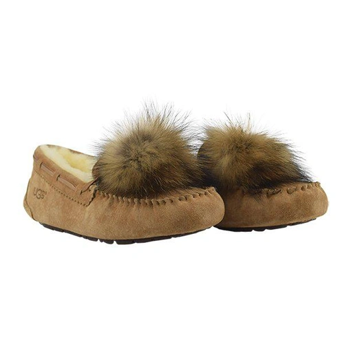 Угги женские мокасины UGG Pom Pom Dakota Chestnut фото-3